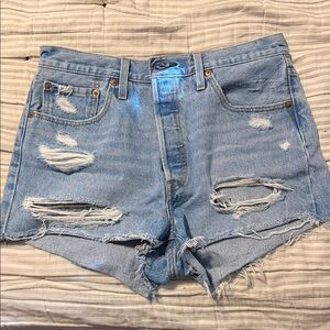 Levi's Light Blue Distressed Jean Shorts